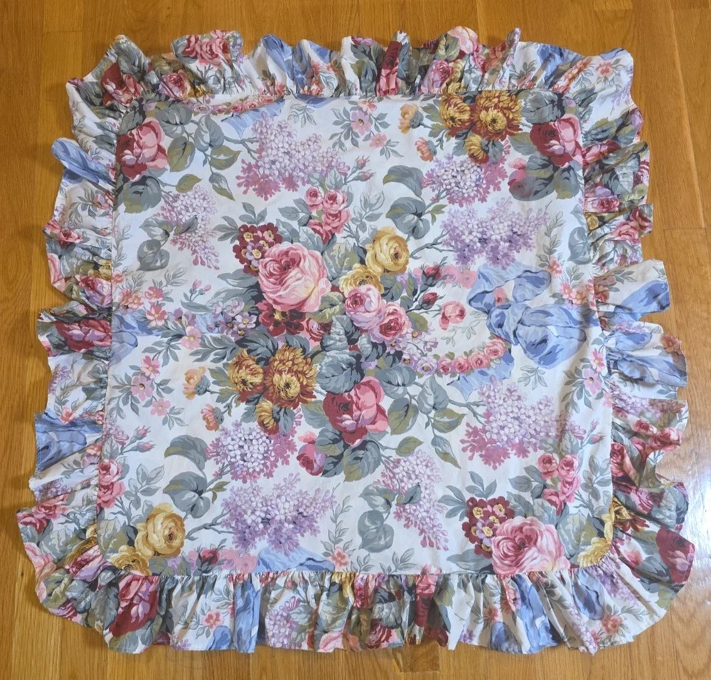 Ralph Lauren Allison Euro Sham Floral Ruffle 26x26 Grandmillennial Cottagecore